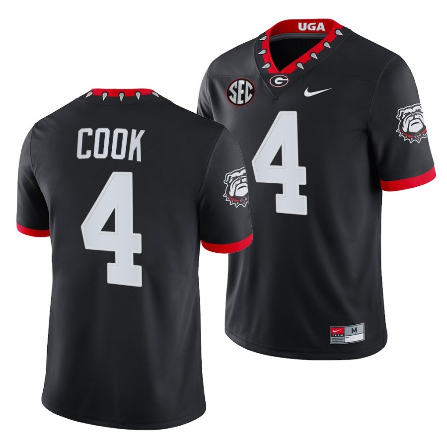 georgia bulldogs james cook black mascot 100th anniversary men jersey