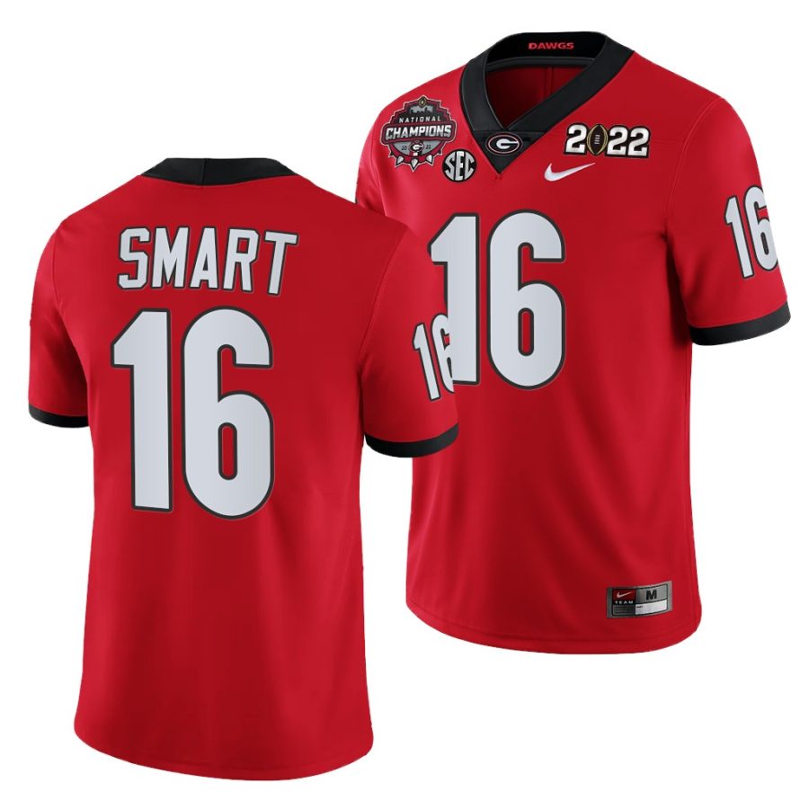 georgia bulldogs kirby smart red 2021 cfp national champions honor coah jersey