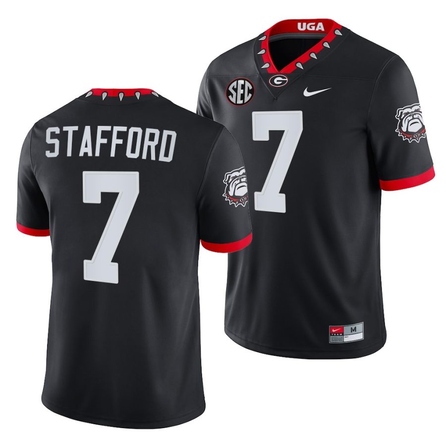 georgia bulldogs matthew stafford black mascot 100th anniversary men jersey