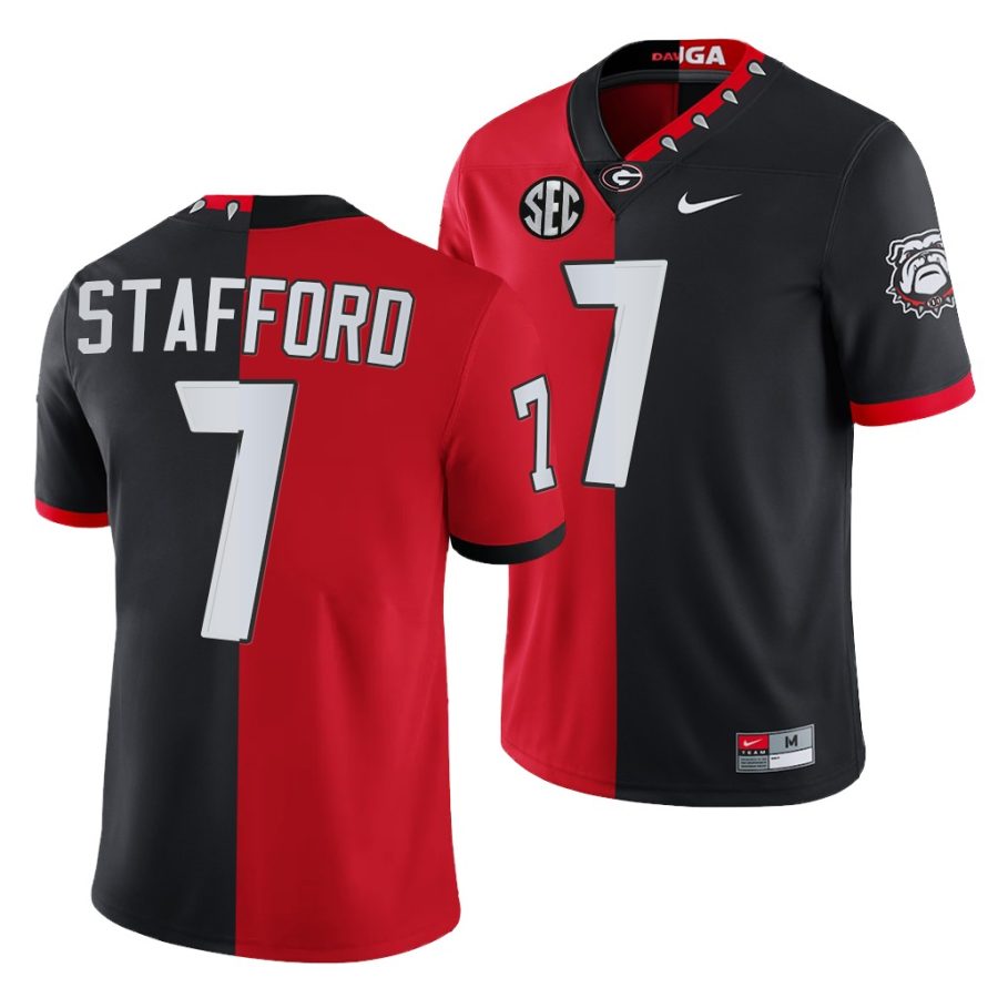 georgia bulldogs matthew stafford red black split edition men jersey