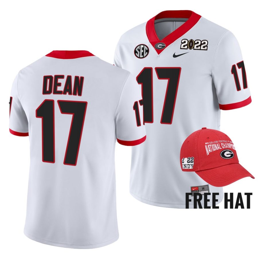 georgia bulldogs nakobe dean white 2021 orange bowl champions cfp jersey