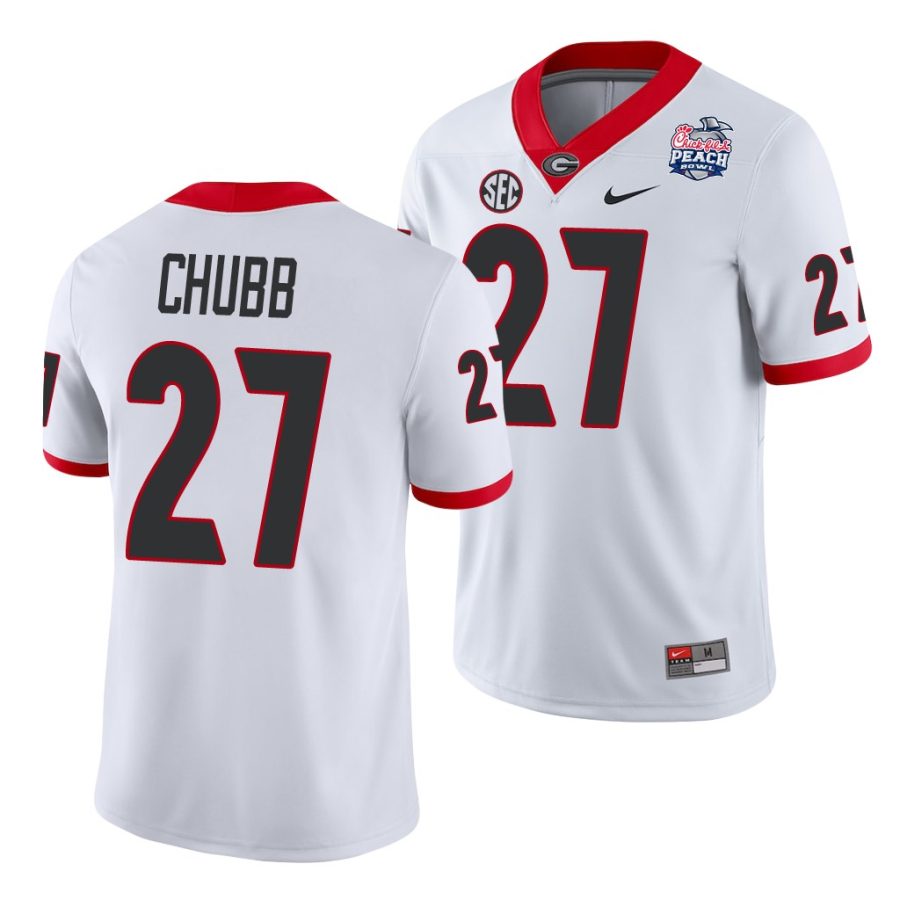 georgia bulldogs nick chubb white 2021 peach bowl college football jersey