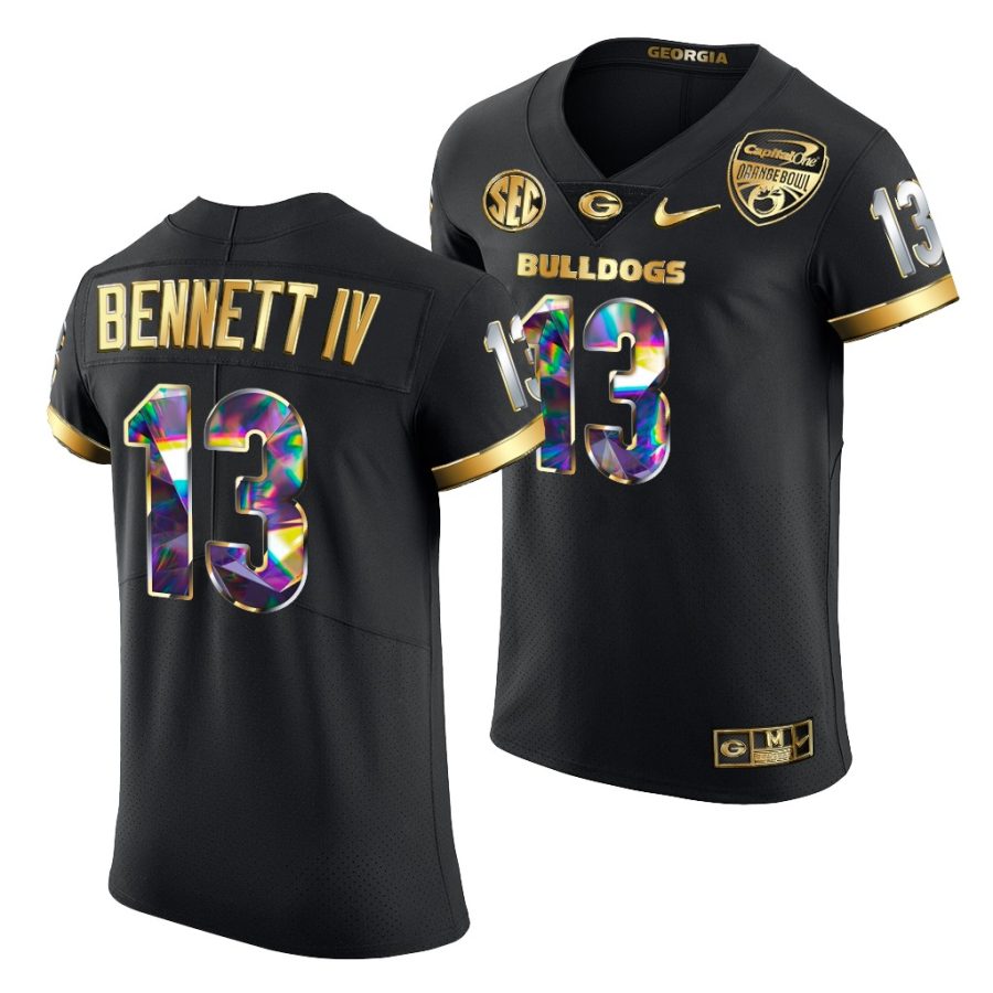 georgia bulldogs stetson bennett 2021 orange bowl golden diamond edition black jersey