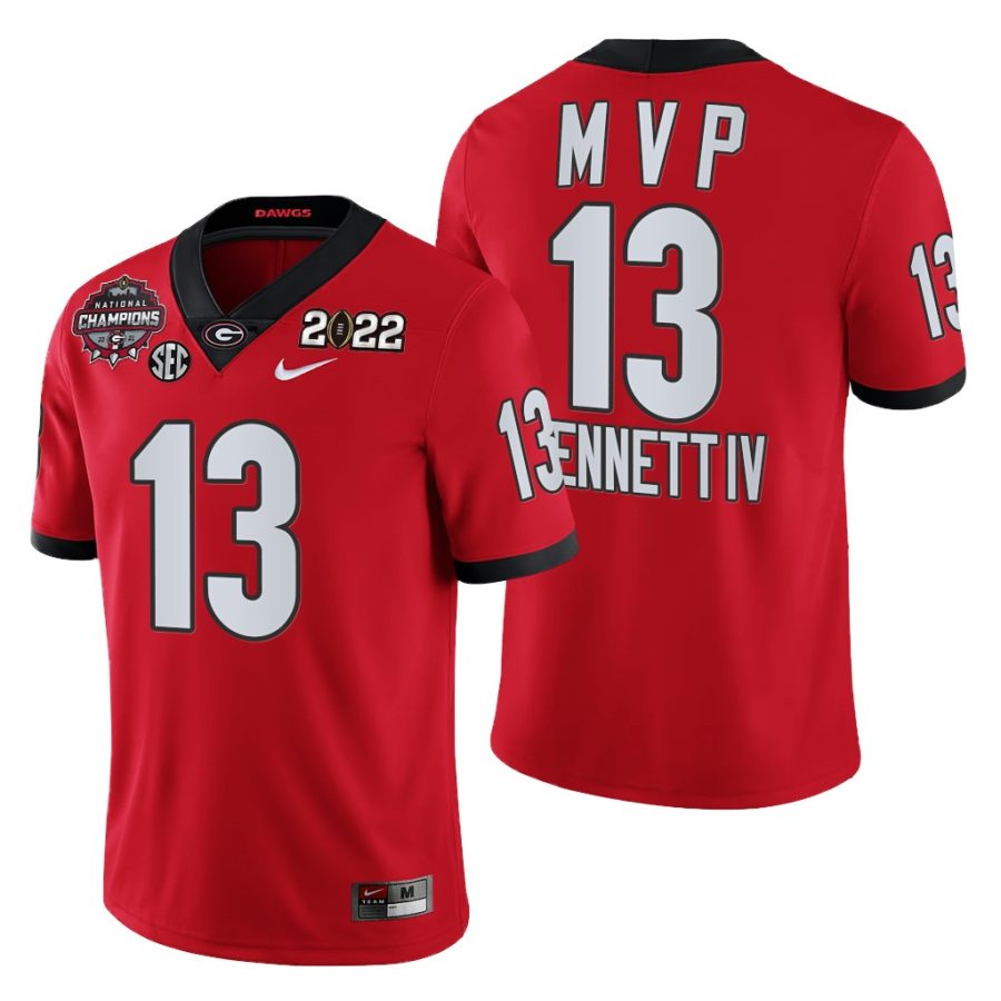 georgia bulldogs stetson bennett red 2021 22 cfp national champions mvp jersey