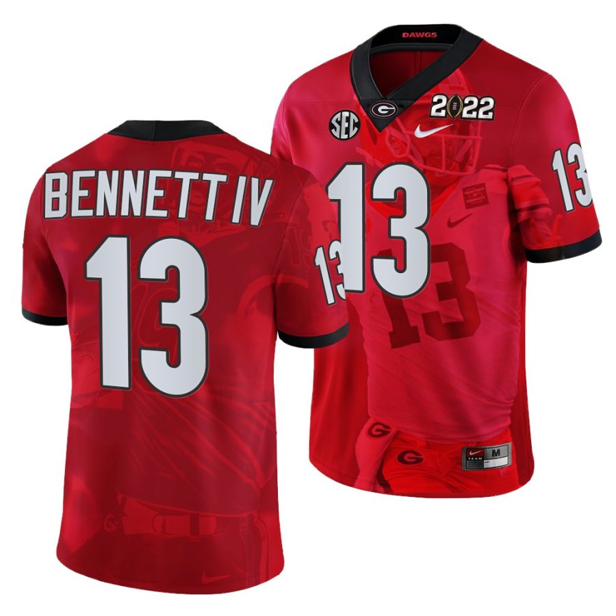 georgia bulldogs stetson bennett red 2022 national championship decisive highlights jersey