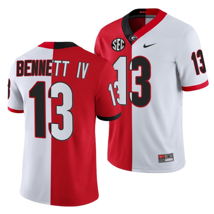 georgia bulldogs stetson bennett red white split edition men jersey