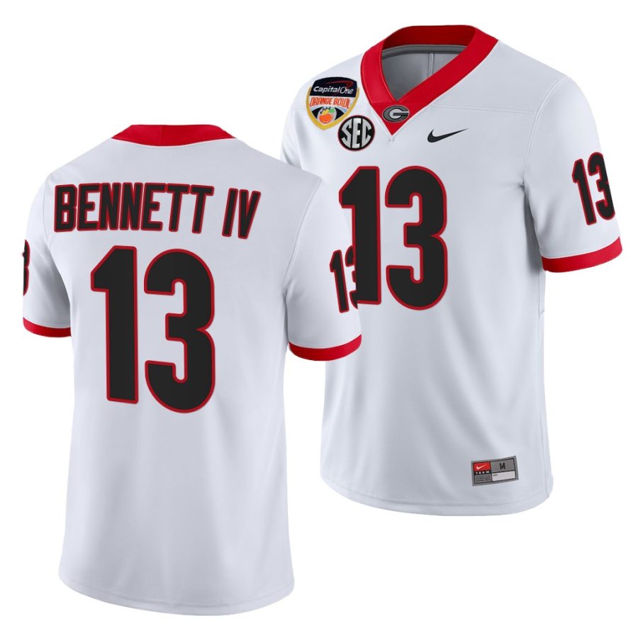 georgia bulldogs stetson bennett white 2021 orange bowl 100th anniversary jersey