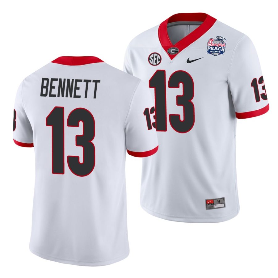 georgia bulldogs stetson bennett white 2021 peach bowl college football jersey