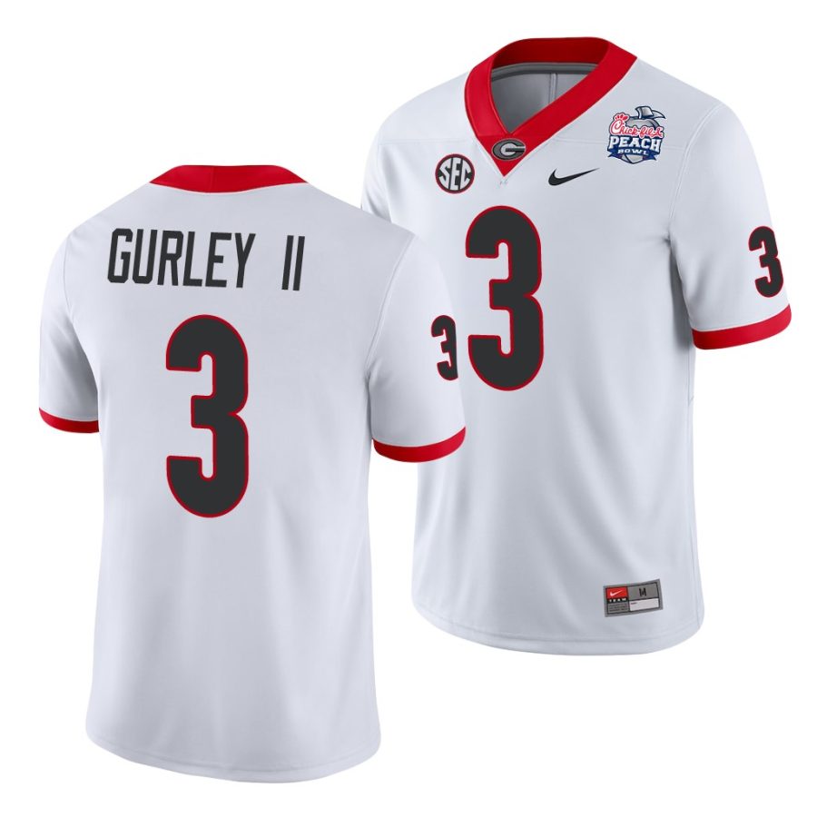 georgia bulldogs todd gurley ii white 2021 peach bowl college football jersey