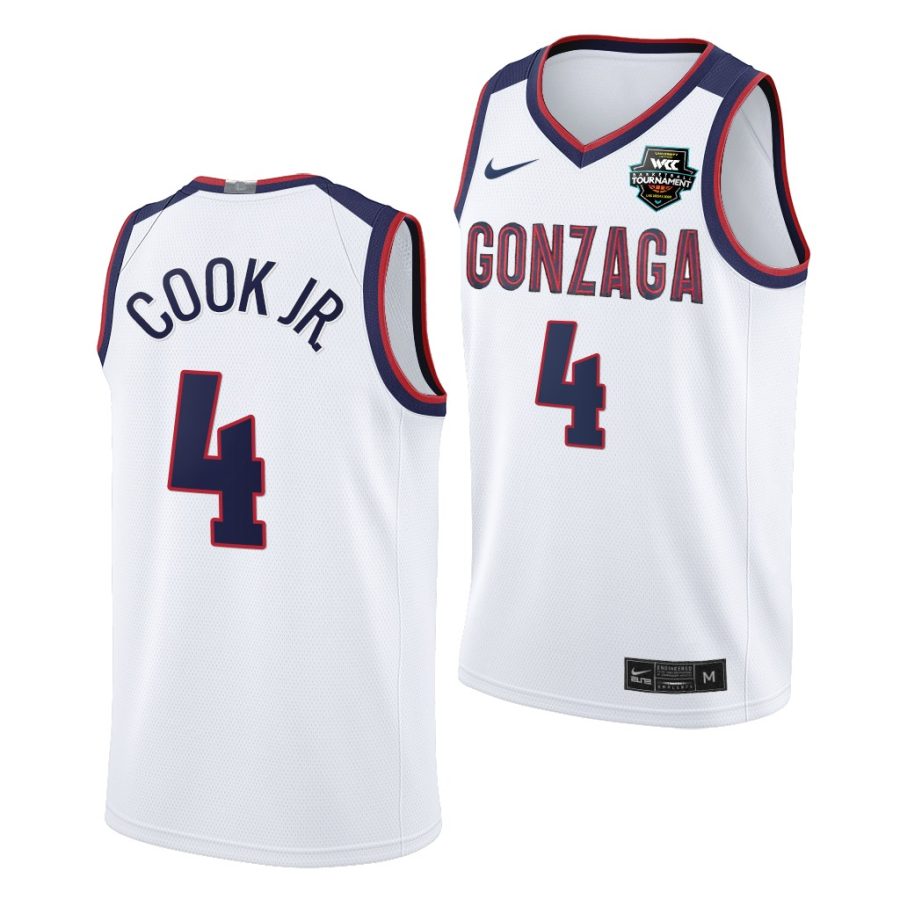 gonzaga bulldogs aaron cook jr. 2021 wcc mens basketball conference tournament champions limited white jersey