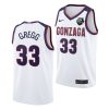 gonzaga bulldogs ben gregg 2021 wcc mens basketball conference tournament champions limited white jersey