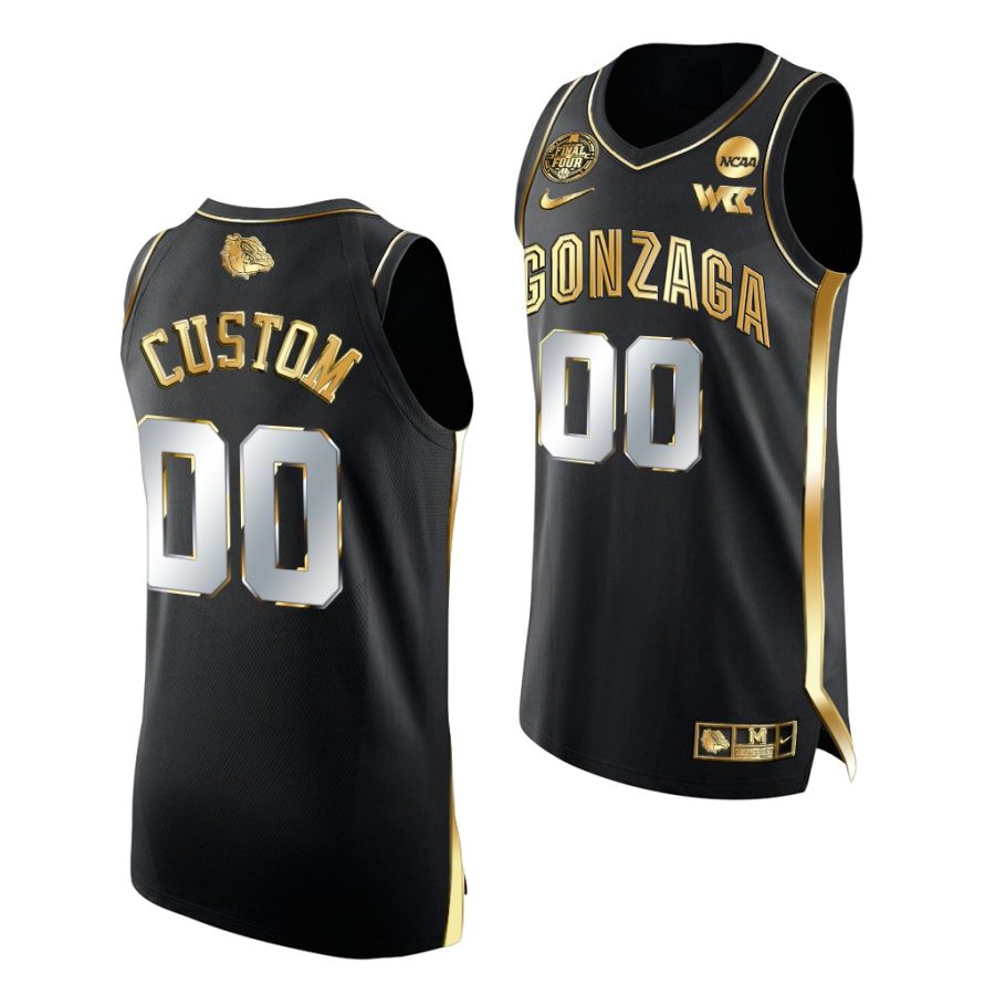 gonzaga bulldogs custom 2021 march madness final four golden authentic black jersey