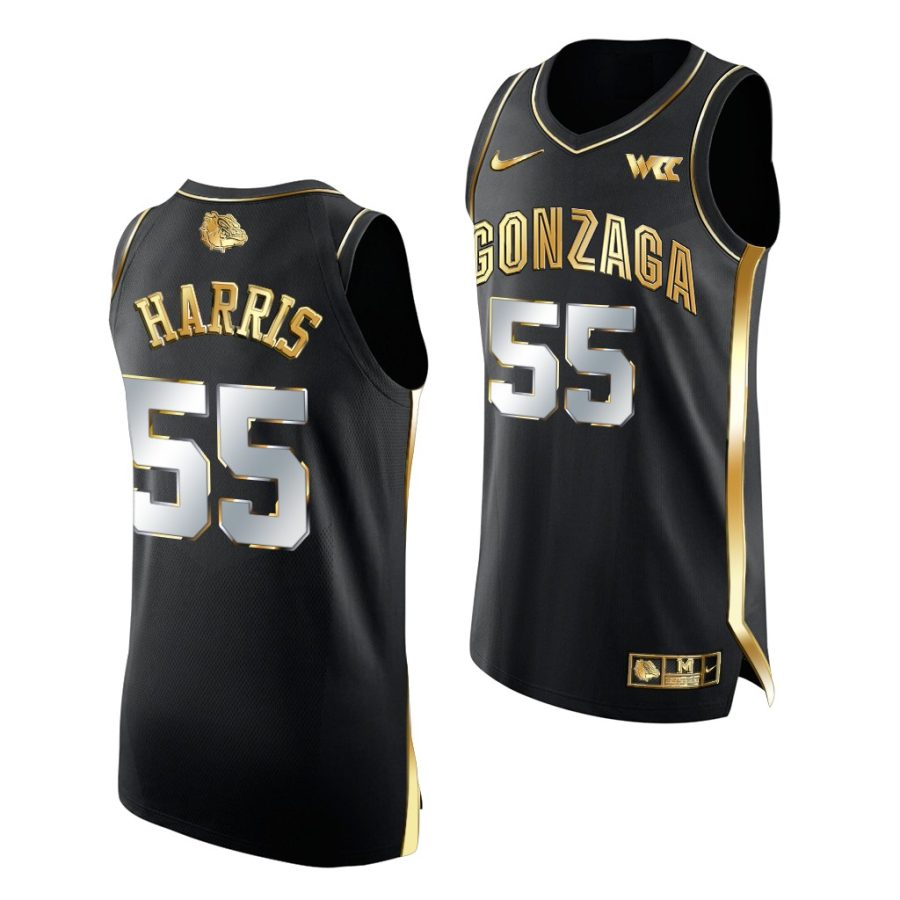 gonzaga bulldogs dominick harris 2021 march madness golden authentic black jersey