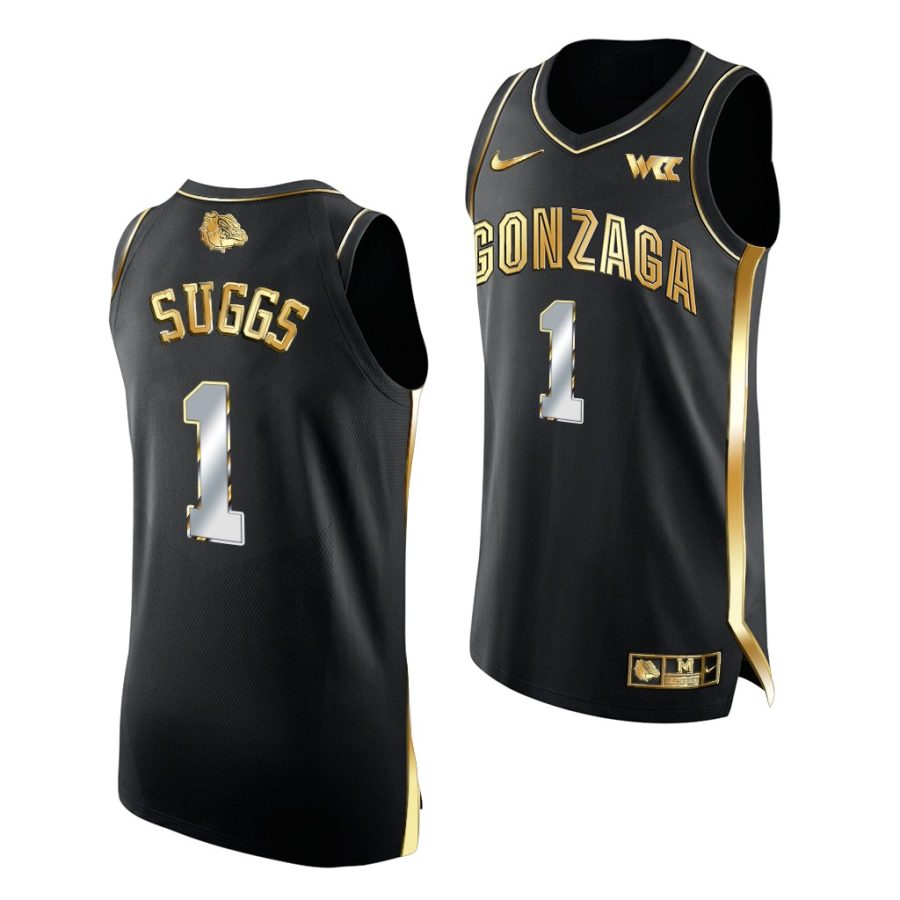 gonzaga bulldogs jalen suggs 2021 march madness golden authentic black jersey