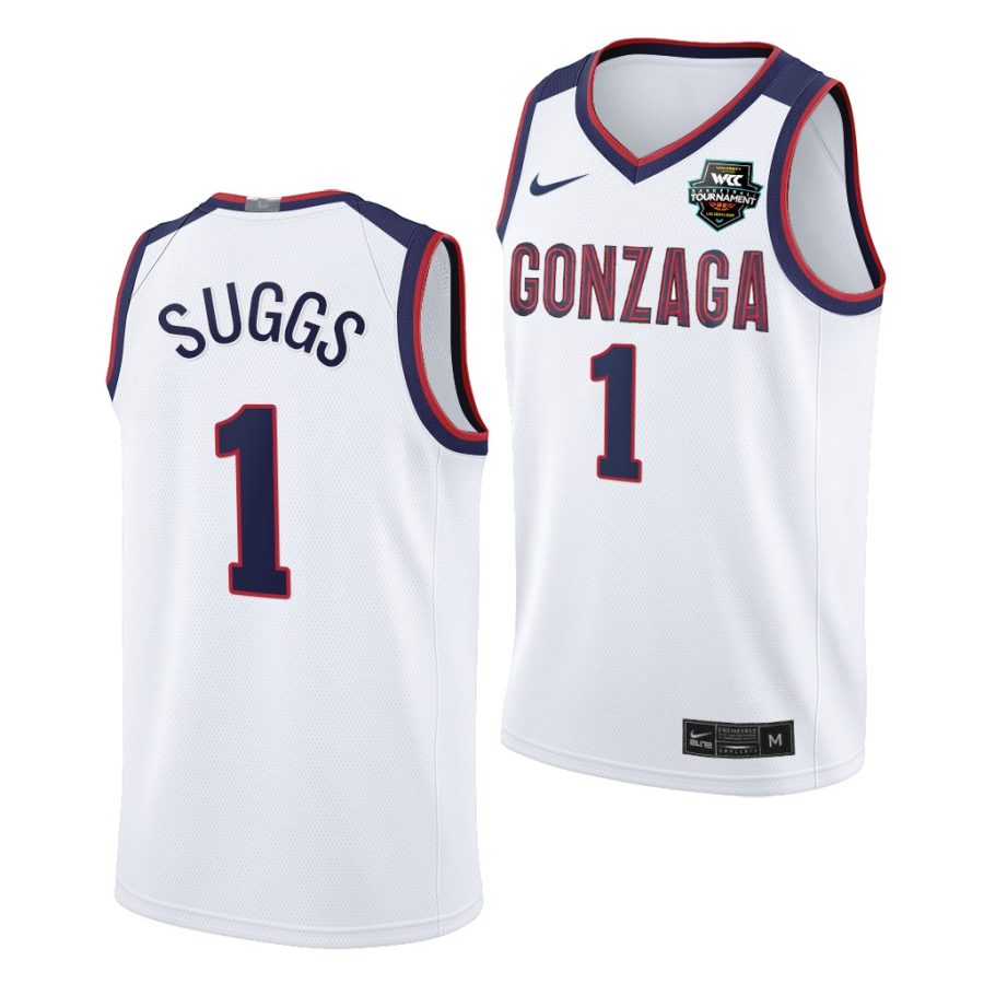 gonzaga bulldogs jalen suggs 2021 wcc mens basketball conference tournament champions limited white jersey