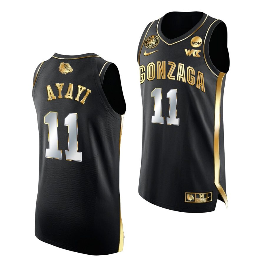 gonzaga bulldogs joel ayayi 2021 march madness final four golden authentic black jersey