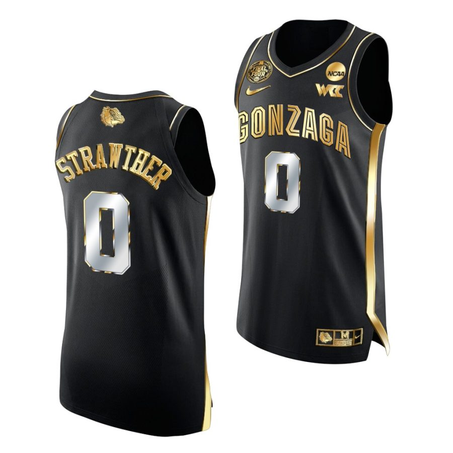 gonzaga bulldogs julian strawther 2021 march madness final four golden authentic black jersey