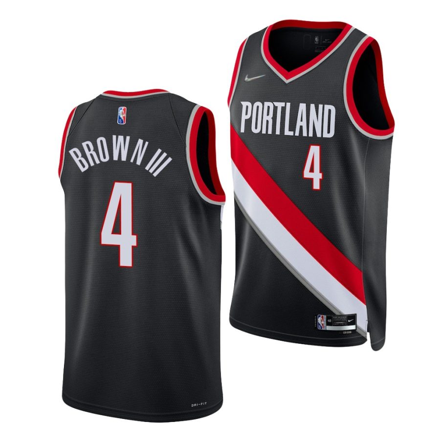 greg brown iii blazers 75th anniversary black icon edition 2021 22 jersey