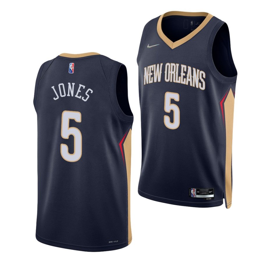 herbert jones pelicans 75th diamond anniversary navy icon edition 2021 22 jersey