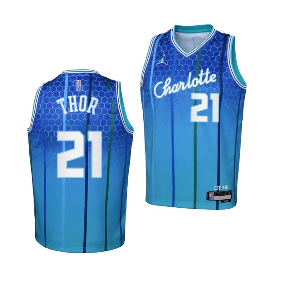 hornets jt thor youth teal city edition 2021 22 jersey