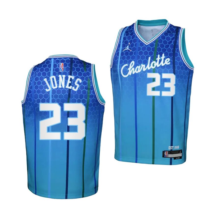 hornets kai jones youth teal city edition 2021 22 jersey