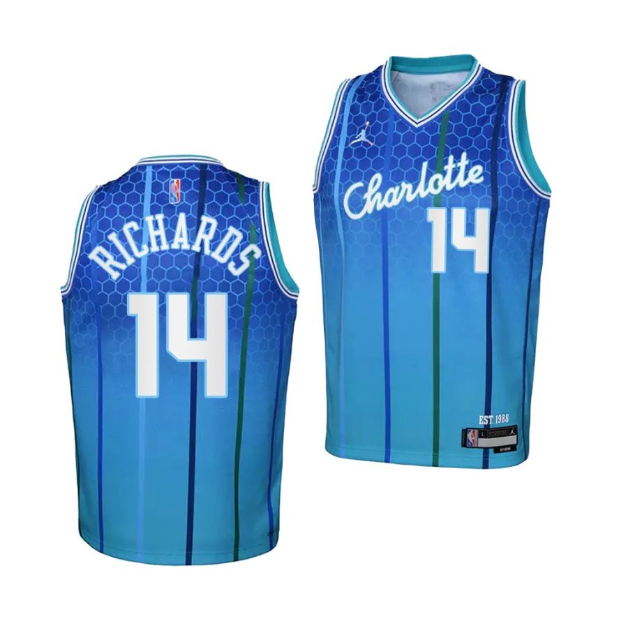 hornets nick richards youth teal city edition 2021 22 jersey