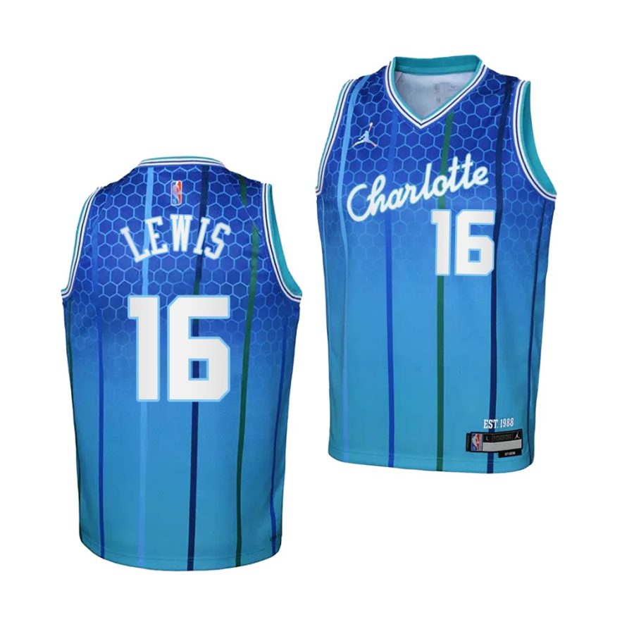 hornets scottie lewis youth teal city edition 2021 22 jersey