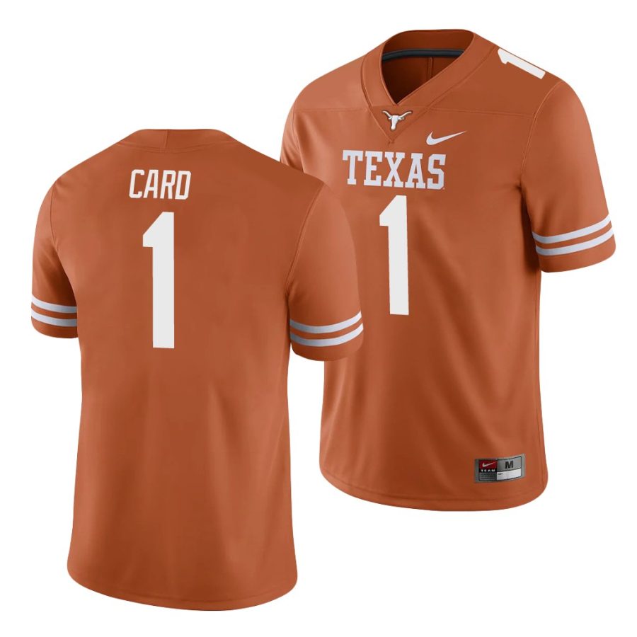 hudson card texas orange college football men's jersey