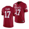 hudson clark cardinal college football arkansas razorbacks jersey 0