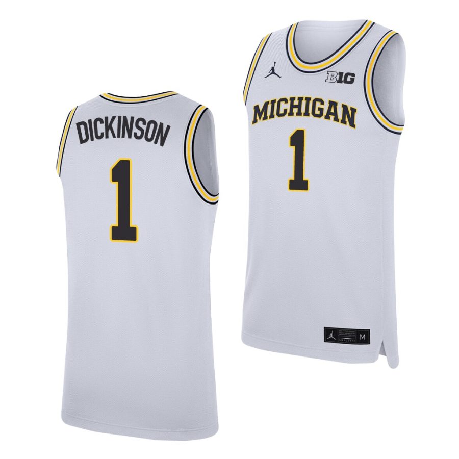 hunter dickinson white replica michigan wolverines jersey