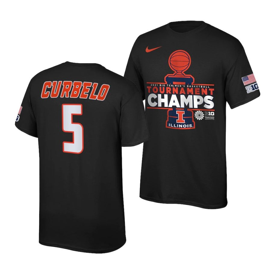 illinois fighting illini andre curbelo 2021 big ten tournament champions locker room black tee