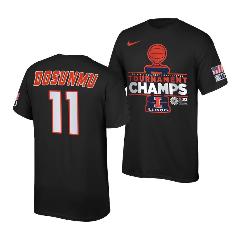 illinois fighting illini ayo dosunmu 2021 big ten tournament champions locker room black tee