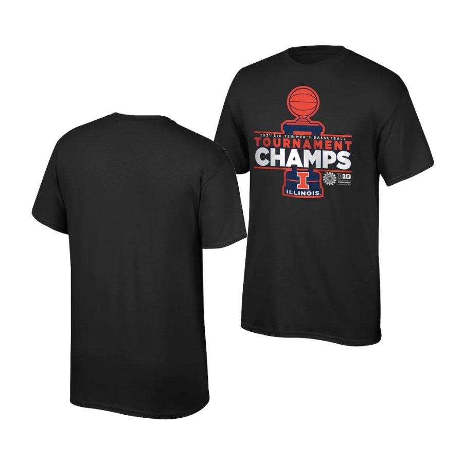 illinois fighting illini black 2021 big ten conference tournament champions youth t shirt