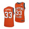 illinois fighting illini coleman hawkins orange college basketball replica jersey