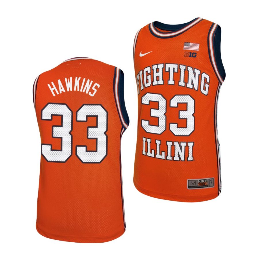 illinois fighting illini coleman hawkins orange college basketball replica jersey