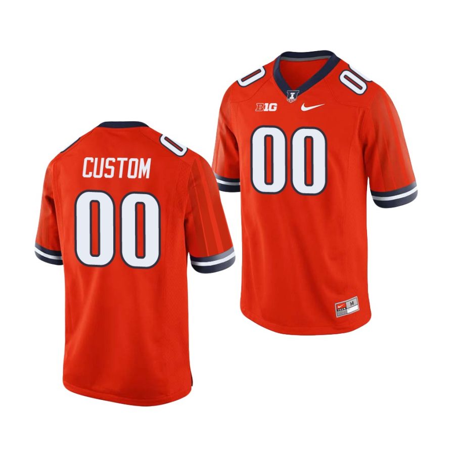 illinois fighting illini custom orange college football men's jersey