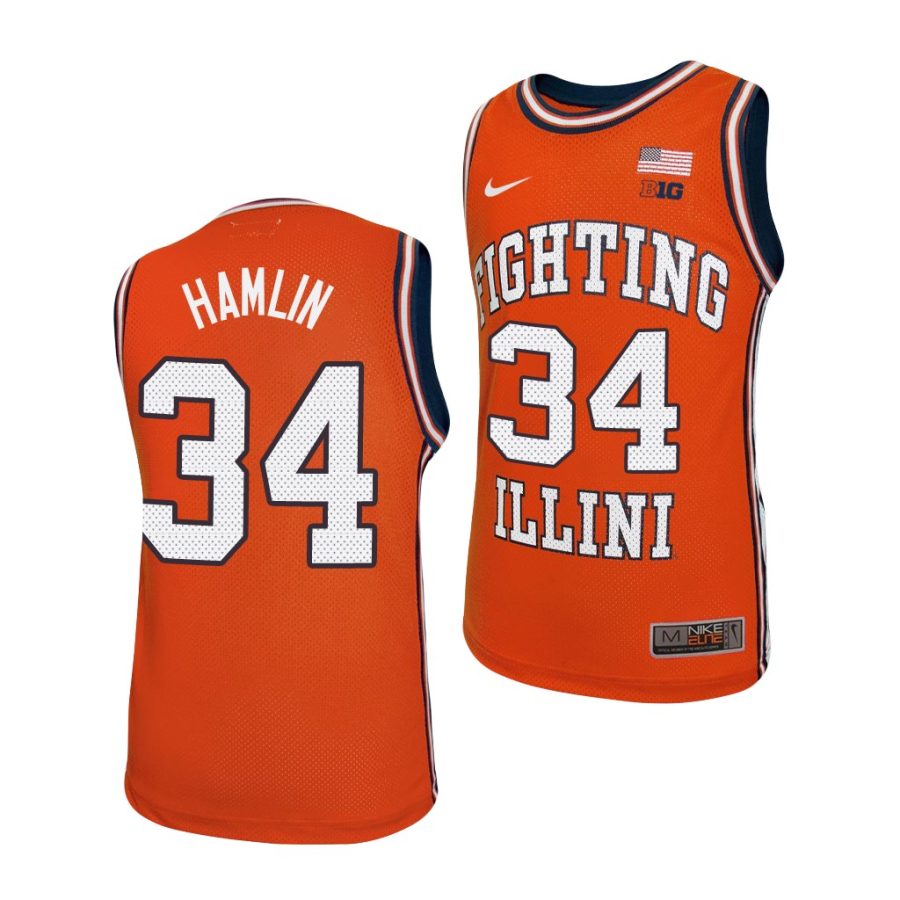 illinois fighting illini jermaine hamlin orange college basketball replica jersey