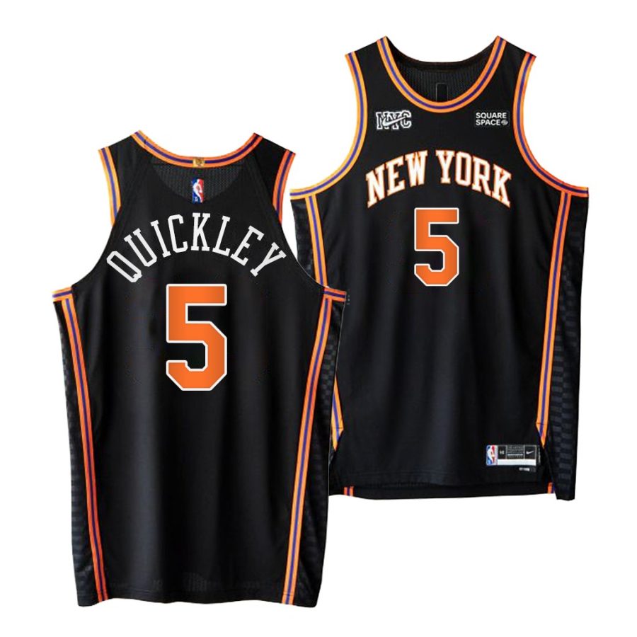 immanuel quickley knicks authentic nba 75th authentic 2021 22 black jersey