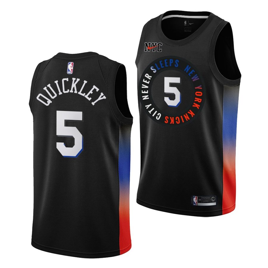 immanuel quickley knicks city 2020 nba draft 2020 21 black jersey