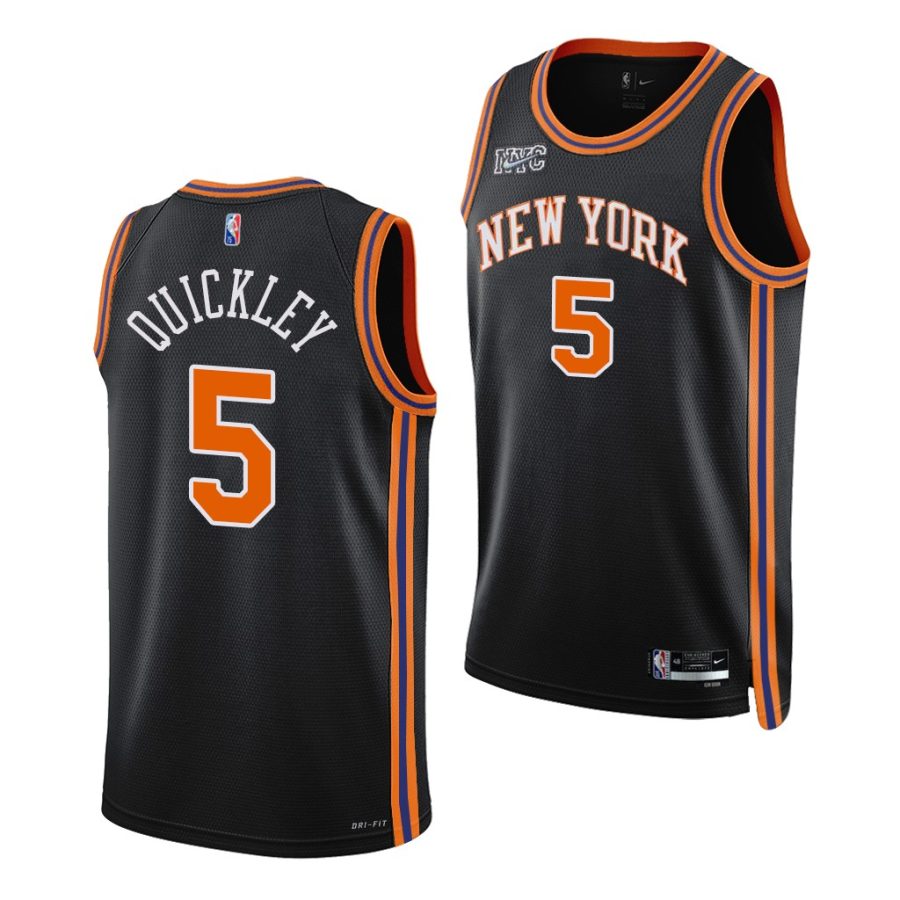 immanuel quickley knicks city edition nba 75th 2021 22 black jersey