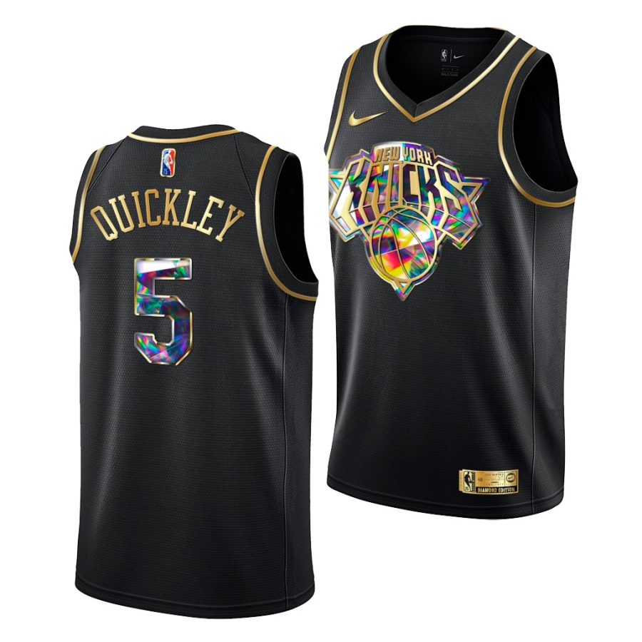 immanuel quickley knicks golden edition diamond logo 2021 22 black jersey