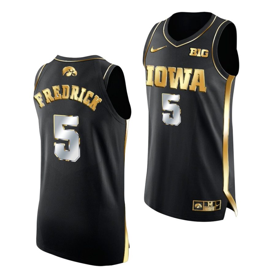 iowa hawkeyes c.j. fredrick black golden edition 2020 21 jersey