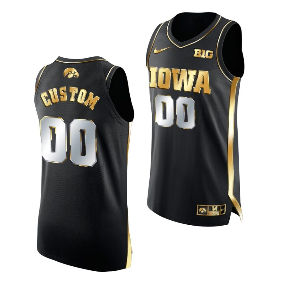 iowa hawkeyes custom black golden edition 2020 21 jersey