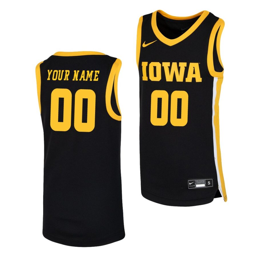 iowa hawkeyes custom youth black replica jersey