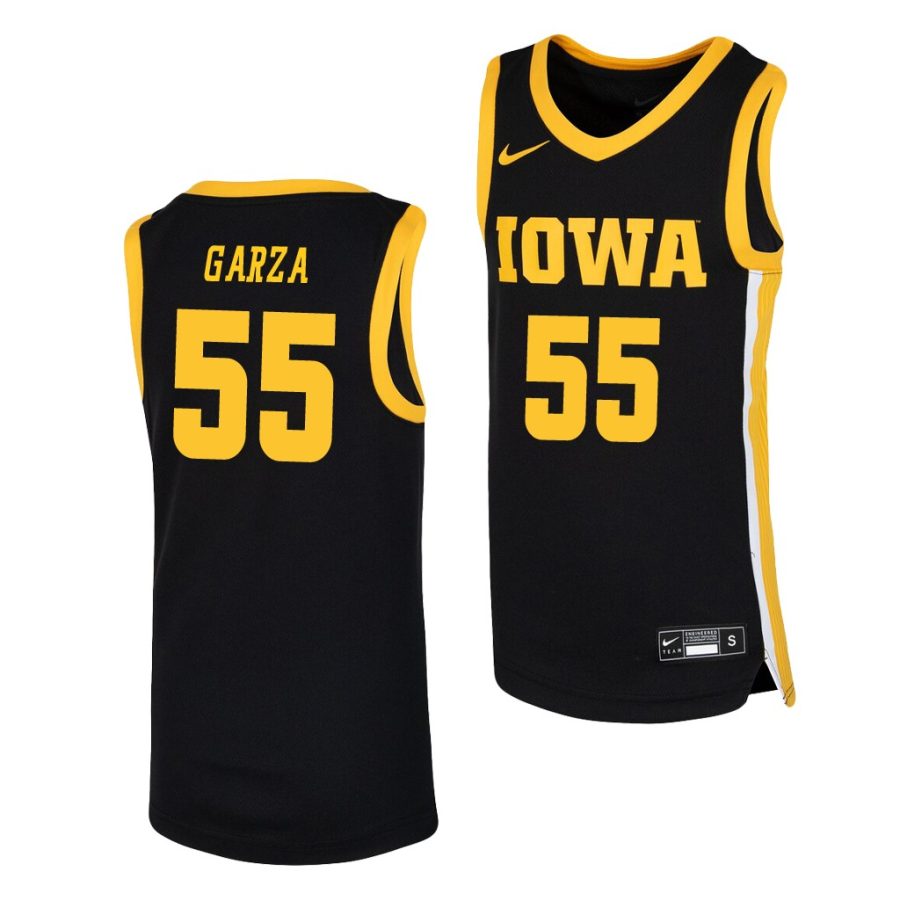 iowa hawkeyes luka garza youth black replica jersey