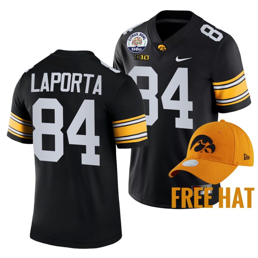 iowa hawkeyes sam laporta black 2021 citrus bowl free hat jersey