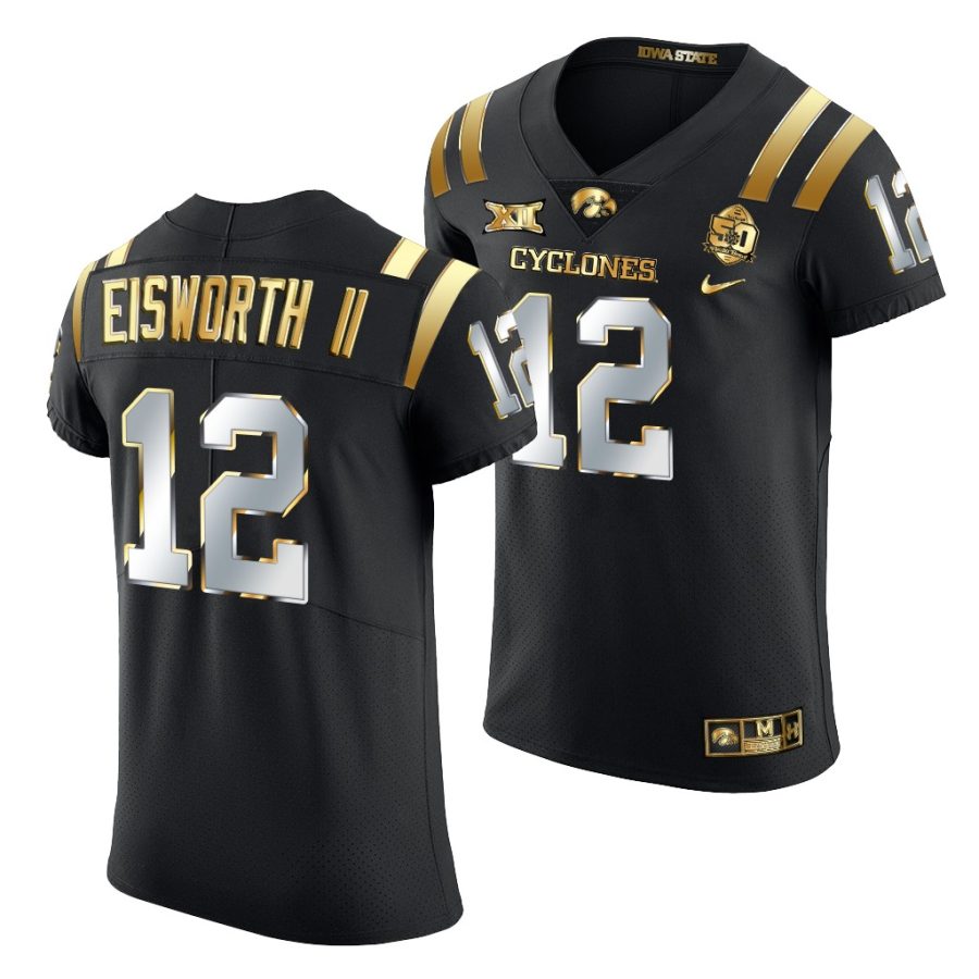 iowa state cyclones greg eisworth ii black 2021 fiesta bowl golden edition jersey