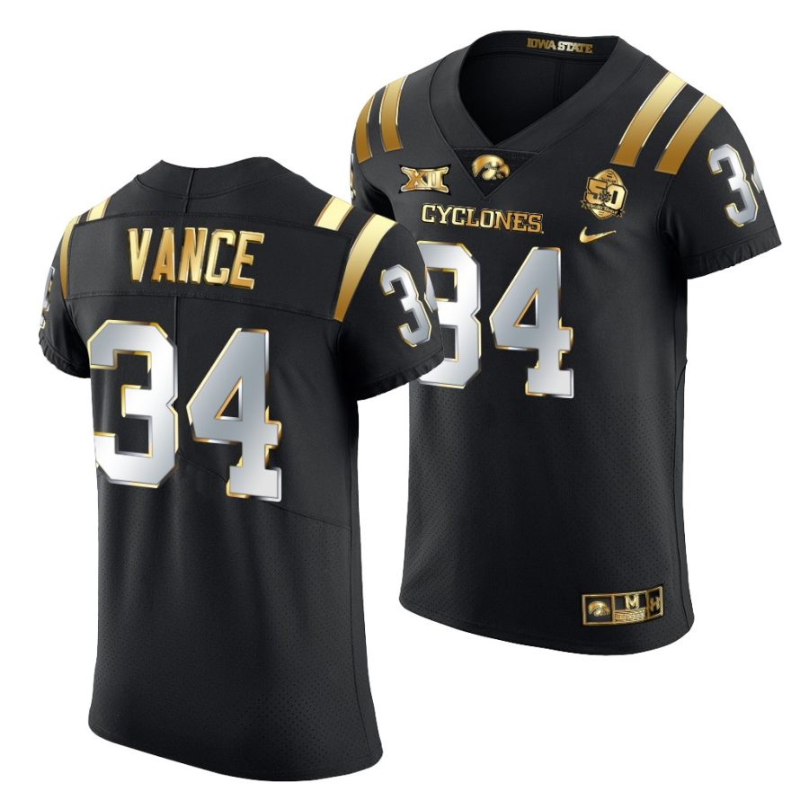 iowa state cyclones o'rien vance black 2021 fiesta bowl golden edition jersey