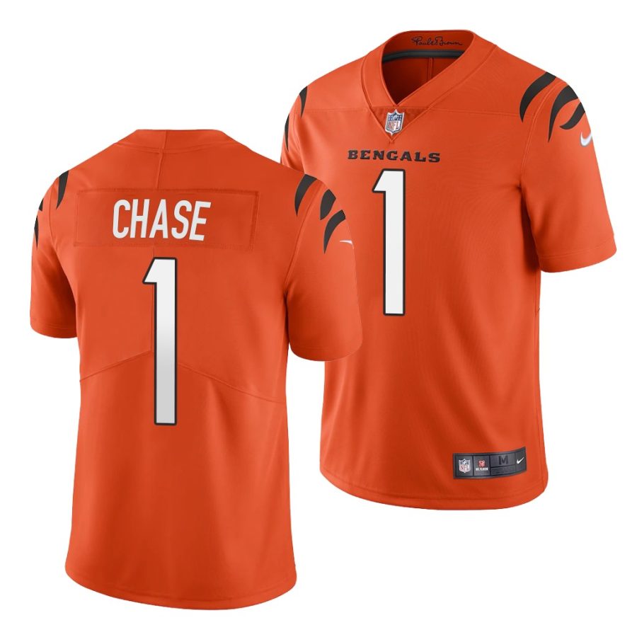 ja'marr chase bengals 2021 nfl draft vapor limited men's orange jersey