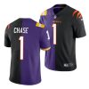 ja'marr chase bengals purple black 2021 nfl draft split jersey